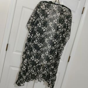 LC Lauren Conrad Sheer Caftan Open Kimono Cardigan Duster Floral One Size Boho